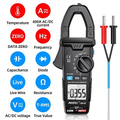 MESTEK Clamp Meter AC/DC Current Voltage Digital Multimeter Temperature Tester