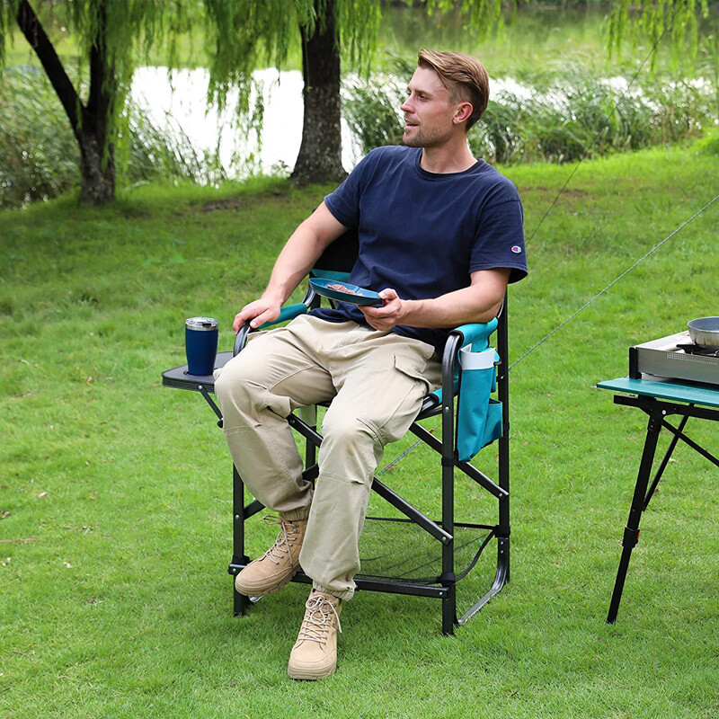 VILLEY Tall Directors Chair Folding Camping Chair 900D Fabric Supports 350 LBS