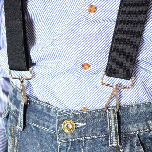 Men's Suspender Y Back Adjustable Heavy Duty Elastic Y-Shaped Hooks Pants Braces