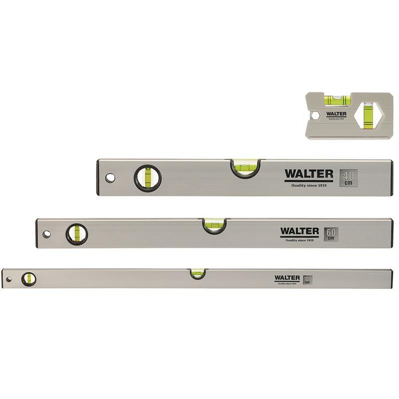 Walter Wasserwaagen Set Mit 3 Libellen LÃ¤Ngen 40, 60, 100 Cm + Miniwasserwaage