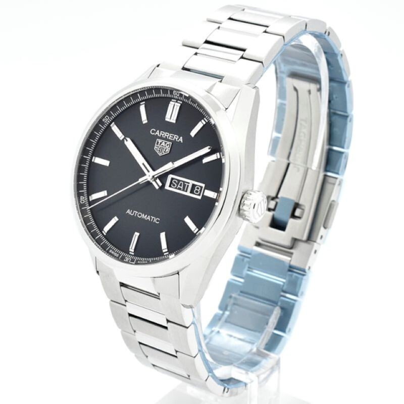 Pre-owned Tag Heuer Carrera Day-date Black Dial Steel 41 Mm Men's Watch Wbn2010.ba0640