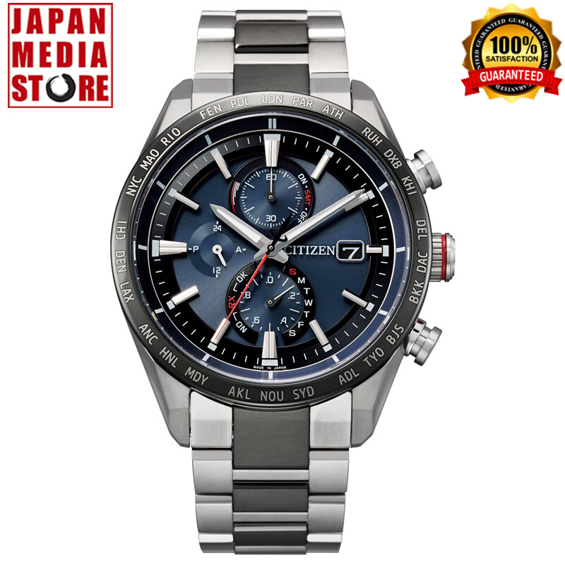 Pre-owned Citizen Attesa At8186-51l Eco-drive Radio Titanium Men`s Watch Made In Japan