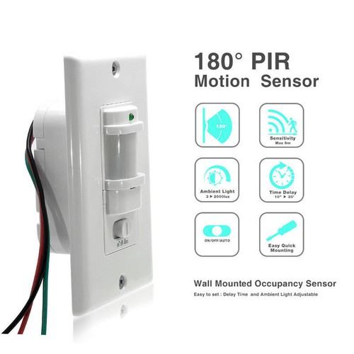 Auto On/Off Infrared PIR Occupancy Vacancy Motion Sensor Wall Light Lamp Switch
