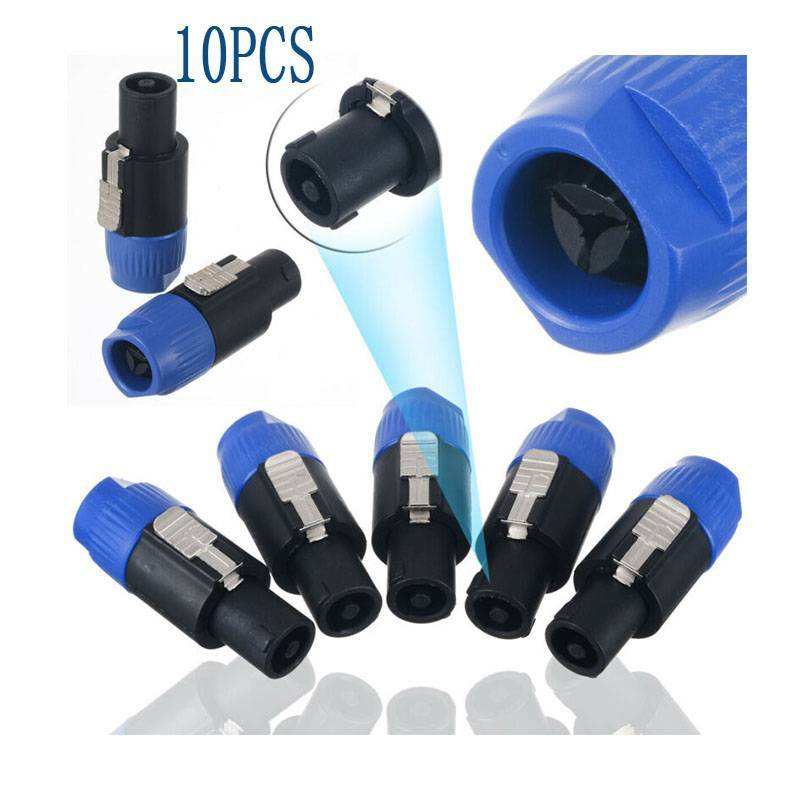 4Pins 10X High-quality Sockets Audio Cable Wire Connector Speakon Male Plug Jack