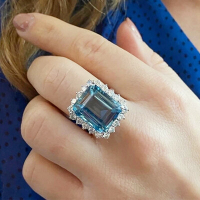 Fashion Cubic Zircon 925 Silver Plated Ring Wedding Engagement Women Sz 6-10
