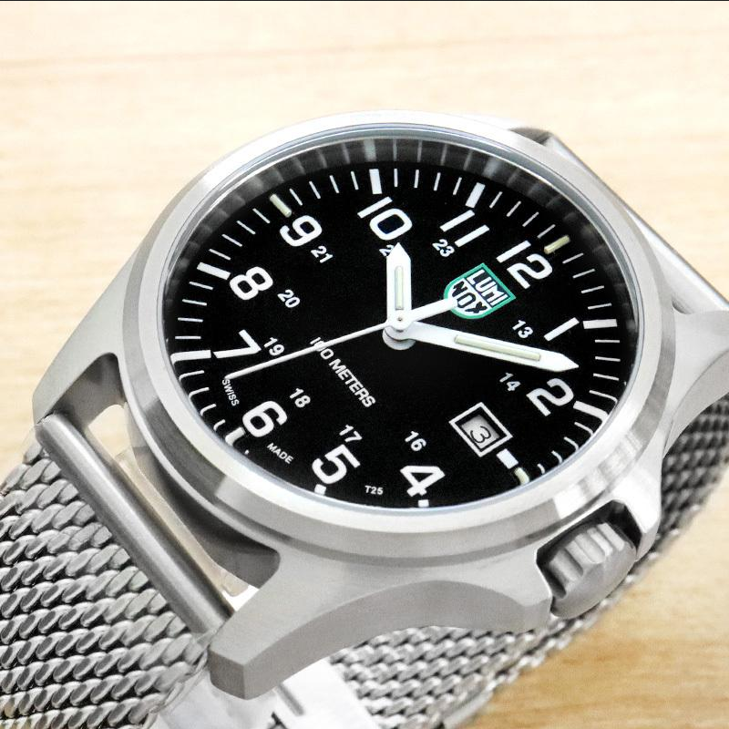 Pre-owned Luminox Patagonia Black Dial Date Display Mesh Bracelet Men's Watch X2.2501.m