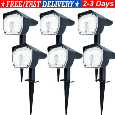 US 6 Pack 76-LED Solar Spotlights Landscape Lights Outdoor Garden Pathway Lamps