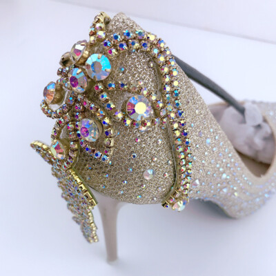 2X Rhinestone Diamante Applique Motif Beaded Patch Iron On for Shoes Costumes