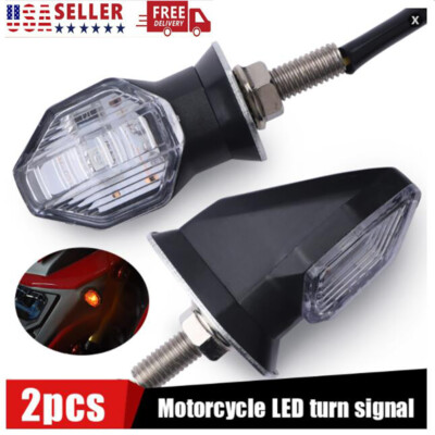 2x Motorcycle Mini LED Turn Signals Light Blinker Amber Indicator Lamp Universal