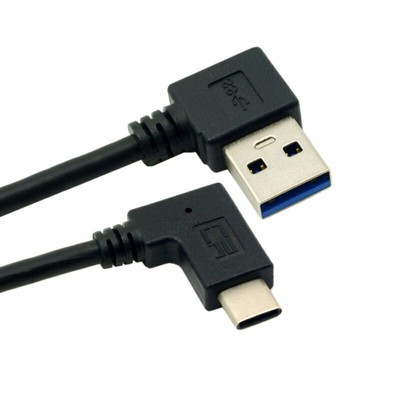Reversible USB-C 3.1 Angled to 90D Right Angled USB 3.0 Cable for Macbook Phone