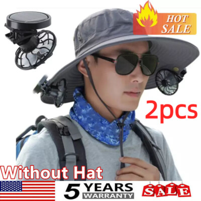 Solar USB Powered Fan Outdoor Fishing Camping Sunscreen Sun Hat with Dual Fans