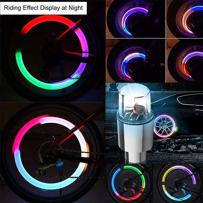 Auto Wheel Tire Air Tyre Stem LED Car Bike Valve Light Cap Cover Accessories Kit