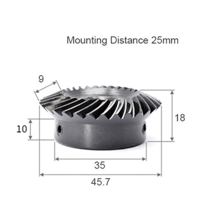 1/1.5 Module 15/18/20/30~40 Teeth 45# Steel Spiral Bevel Helical Gear Ratio 1:2