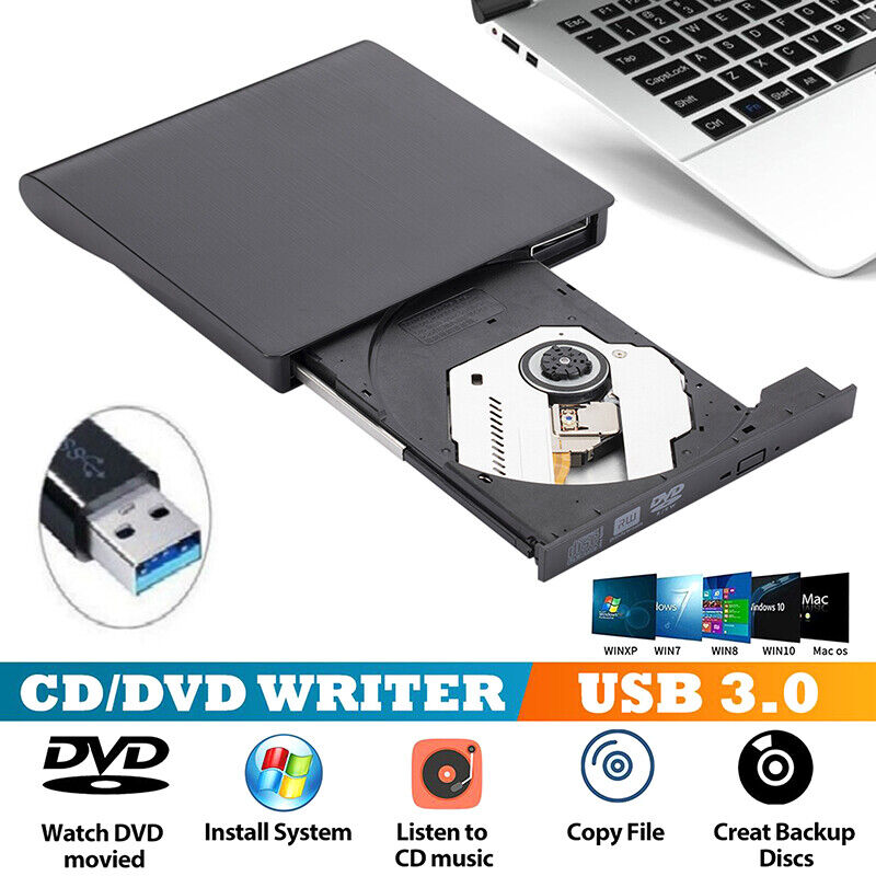 USB 3.0 Slim External DVD RW CD Writer Drive Burner Reader Player Optical Dri F8