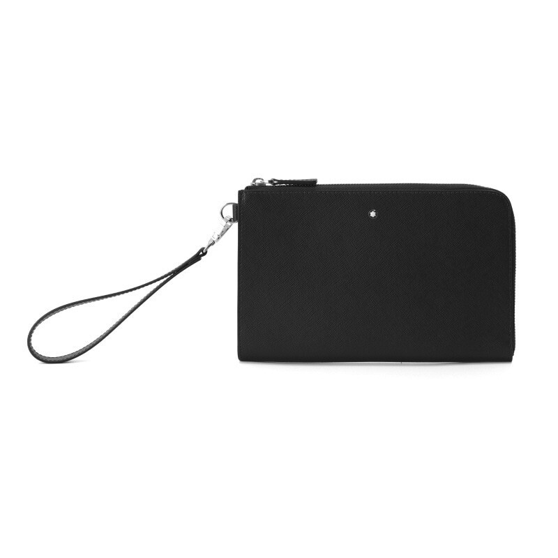 Pre-owned Montblanc Sartorial Leather Small Clutch Hand Pouch Bag Purse Wallet For Men In Black