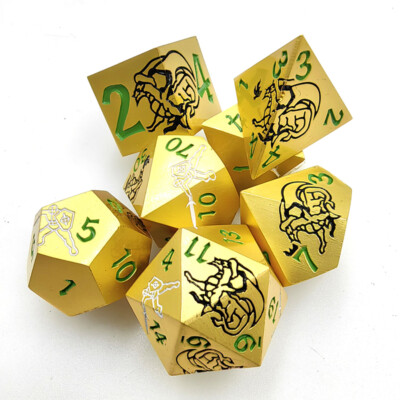 Poly Dice Set -Dragon Fighter (Select Colour) /D&D RPG 7 dice Dungeons &Dragongs