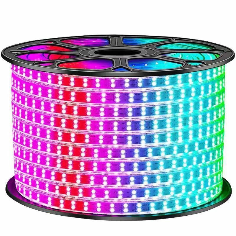Striscia Led Flessibile Strip Led SMD 5050 220v Bobina 100 Metri Rgb luc