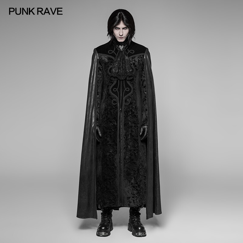 Pre-owned Punk Rave Black Dark Cosplay Gothic Night Count Cloak Long Coat Long Jacket