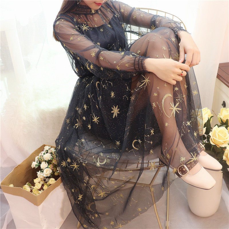 Lolita Rüschen Kleid Stickerei Princess Puffärmel Tüll Sommer Strand Abendkleid