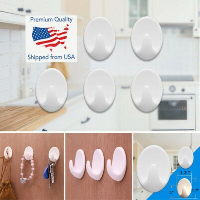 5PCS Self Adhesive Hanger Hooks Stick On Wall Sticky Towel / Coat Hanging Hook