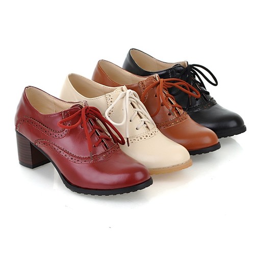 NEW Oxfords Men/'s Stylish Brogues Wing tips Lace up Block heel Platform Leisure