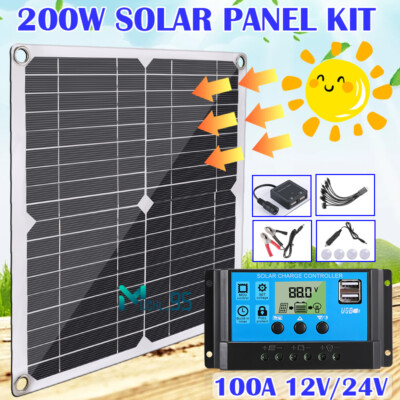 Complete Solar Panel Kit 5000W Power Inverter Generator 100A Home Grid System US