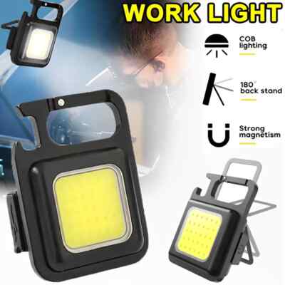 2pcs Mini LED Flashlight COB Work Lamp 800lm Torch USB Portable Keychain Light