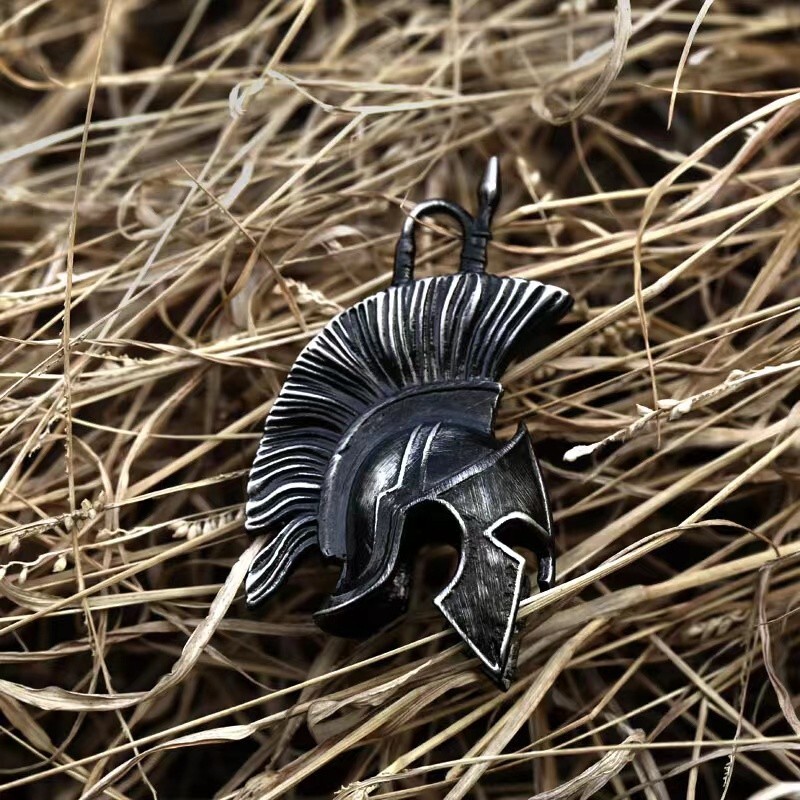 Men Spartan Helmet Pendant Necklace Stainless Steel Punk Rock Jewelry Chain 24"
