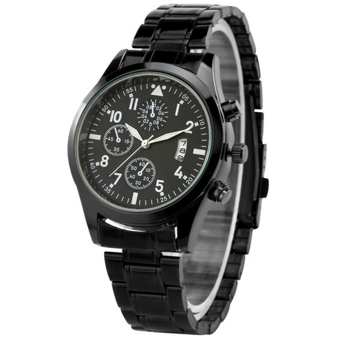 Casual Men Watch Luminous Hands Date Quartz Wrist Watch Steel Bracelet Strap