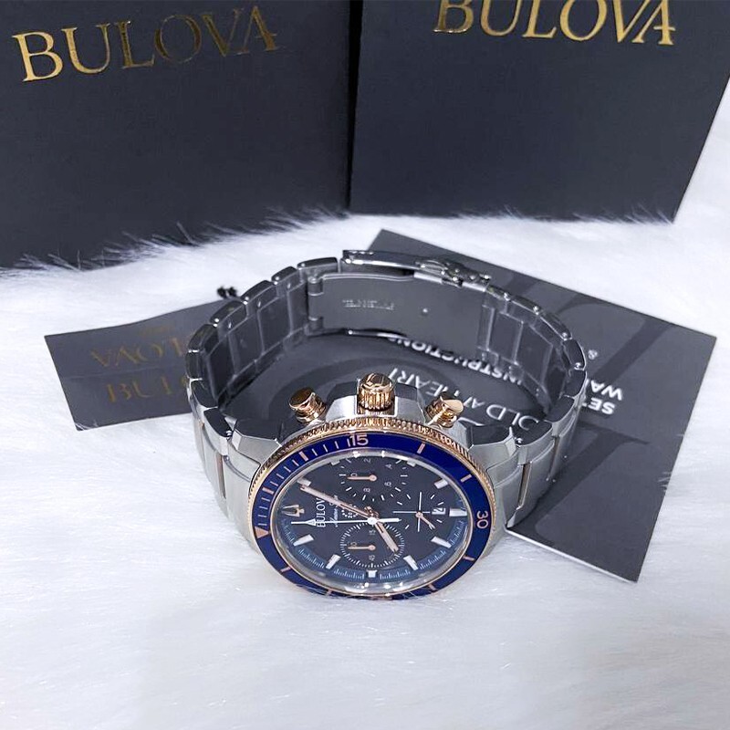 Pre-owned Bulova Series C Blue Dial Marine Star Men 98b301 Chronograph Watch (45mm)