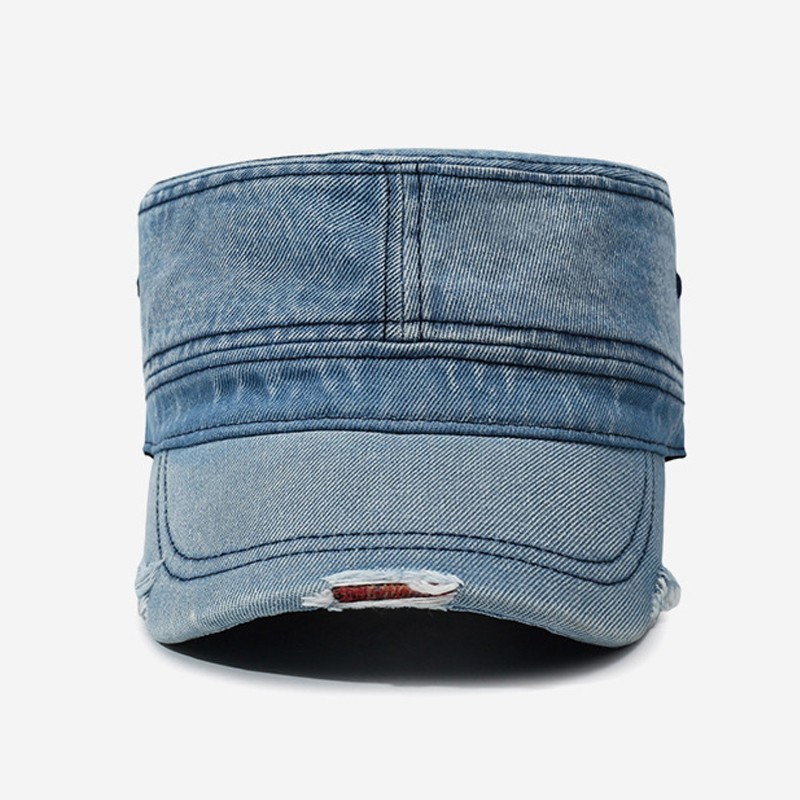 Casquette Plate En Jean Denim Unisexe Noire Bleu Foncée Réglable
