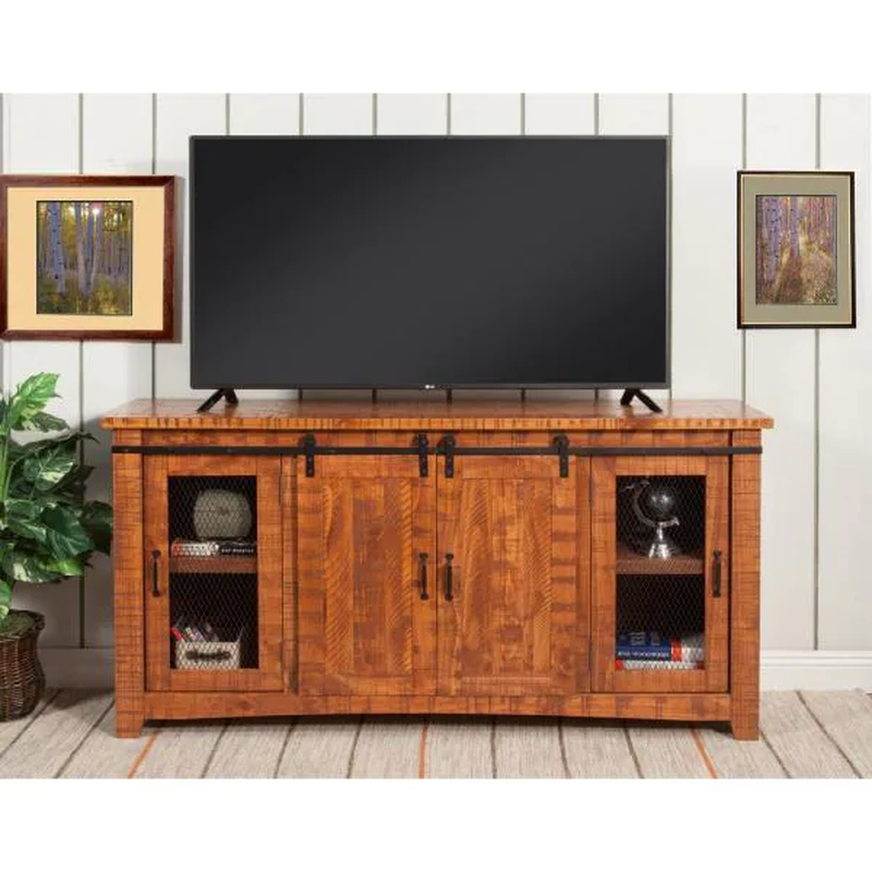 Martin Svensson Home TV Stand Omaha Honey Tabacco Finish Adjustable Shelves