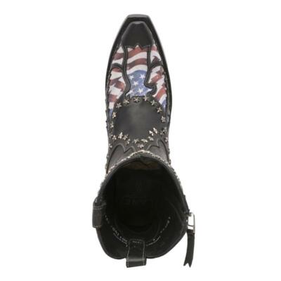 Pre-owned Old Glory American Lane Ladies  Flag Jet Black Snip Toe Bootie Lb0475a