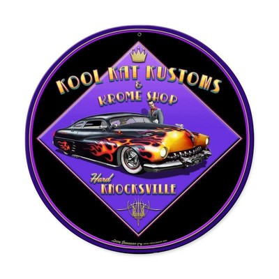 Vintage Style Metal Sign Kool Kat Kustoms 28 x 28
