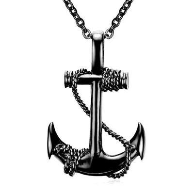 Retro Men's Anchor Necklace Vintage Stainless Steel Anchor Jewelry