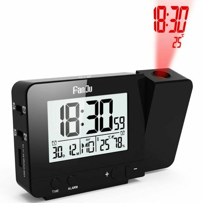 DHL Kabellos Projektionswecker Uhr Thermometer Wecker mit Projektion Projektor