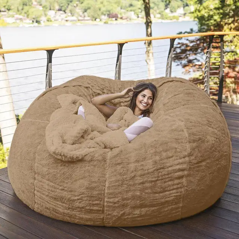 Bean Bag Chair with Furry Fur Cover Washable Big Sofa Giant Lounger Furniture