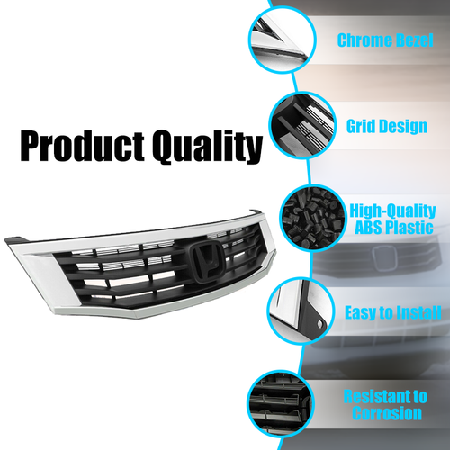 Front Upper Bumper Grille Chrome Grill For Honda Accord 2008 2009 2010 HO1200189