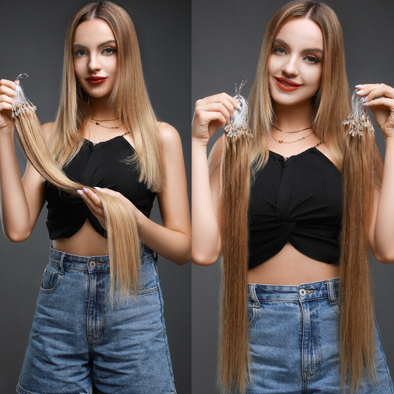 150g Thick Micro Loop Ring Human Hair Extensions Micro Link Nano Bead Tip 0.5/1g