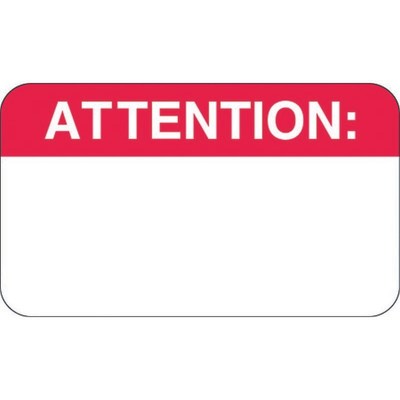 Attention labels - Fl Red, 1-1/2'' X 7/8'' (Roll of 250)