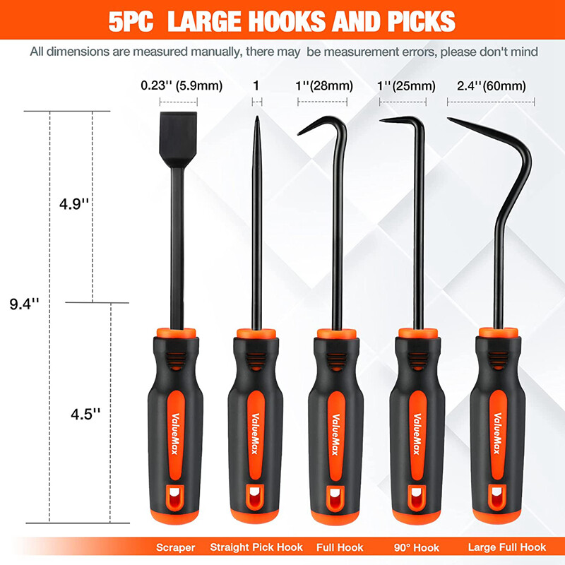 ValueMax 10PC Precision Hook Pick Set Scraper Removal Puller Hooks Pick Tool Set