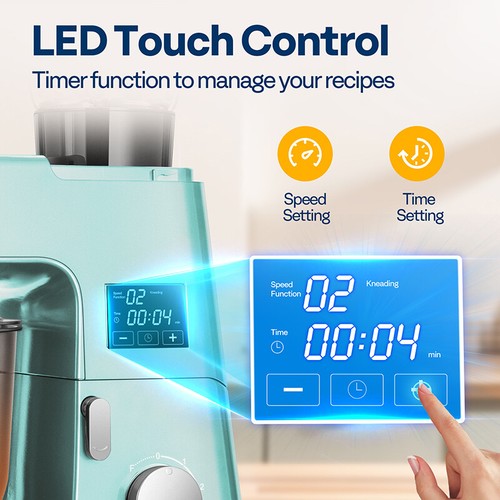 9in1 Stand Mixer 6 Speed 7.5Qt w/ Fermentation Timer Meat Grinder Juicer Slicer