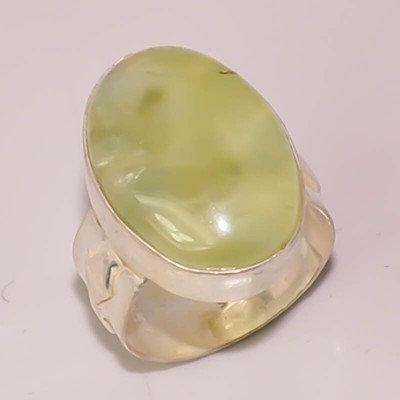 Green Prehnite Handmade Gemstone Jewelry 925 STERLING SILVER PLATED RING 6