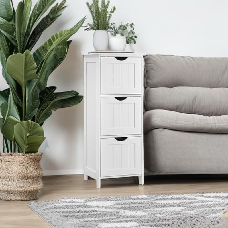 Bathroom Floor Cabinet, Free-Standing Storage Cabinet with 3 Drawers, 11.8 x 12.