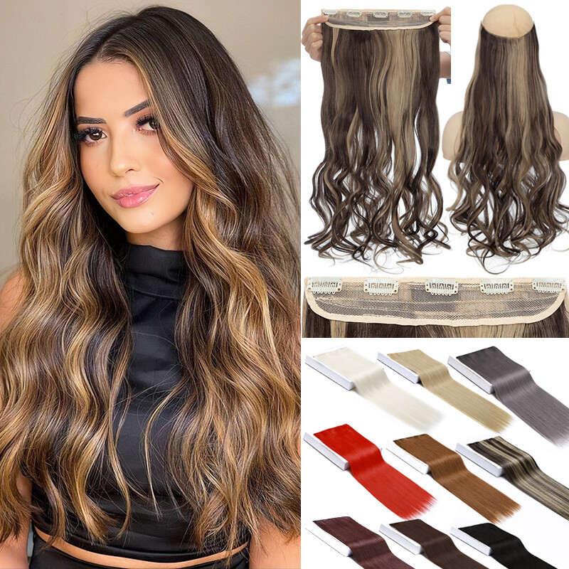 100% Thick Clip In On Half Full Head Hair Extensions Real Long AS Human Balayage