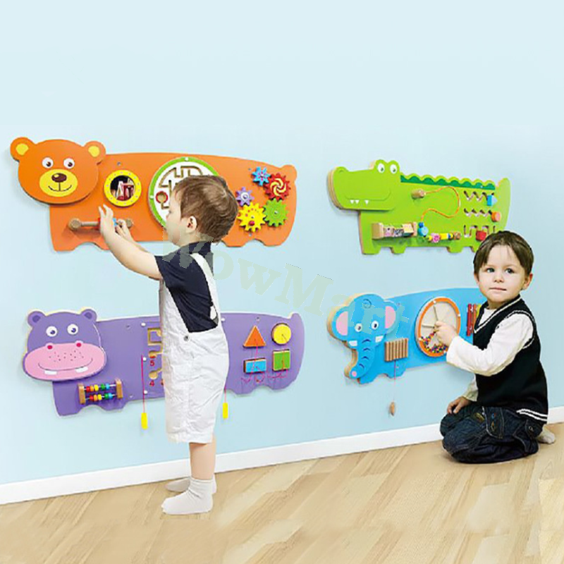 Kid Wooden Wall Mounted Educational Activity Sensory Busy Board Panel