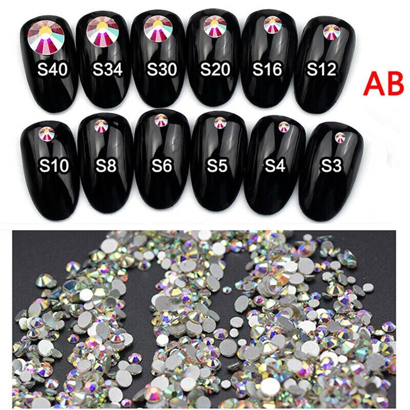 1440pcs Crystal Nail Art Rhinestones FlatBack Glitter Diamond 3D Tips Decoration