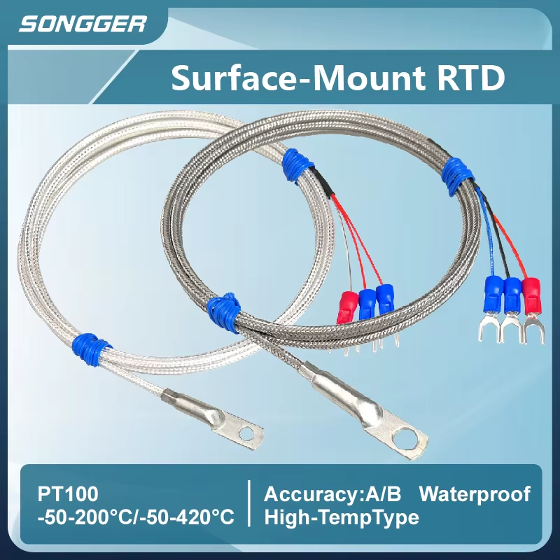 PT100 Surface-Mount RTD Sensor Waterproof Temperature Probe Adhesive Mount 4mm H