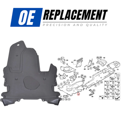 Center Undercar Shield for BMW 5 Series E60 E61 2003-2010 51757154142