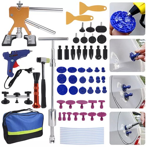 66-Piece Car Dent Repair Kit – Paintless Dent Puller With Glue Gun, Tabs & Tools For Auto Body, Minor & Deep Dents